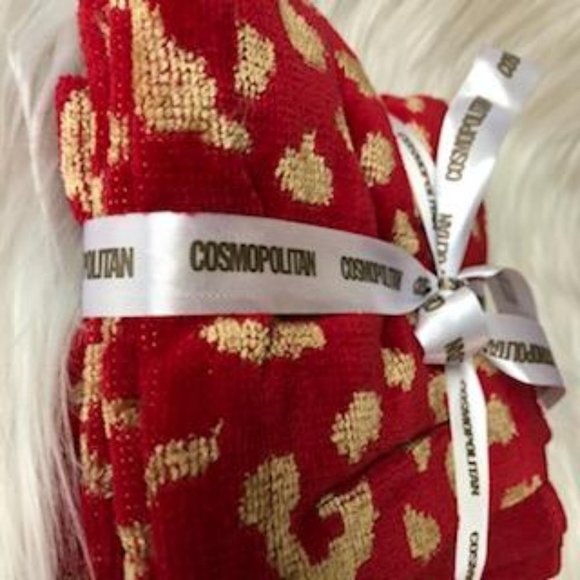 Cosmopolitan Red/Gold Leopard 4 Piece Washcloth Set - Picture 3 of 6